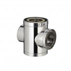 T&eacute; 90&deg; fum&eacute;e inox piquage simple avec trappe de visite